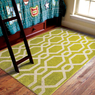 Orian Rugs Innocence Cascades Lime Green Area Rug Room Scene Feature