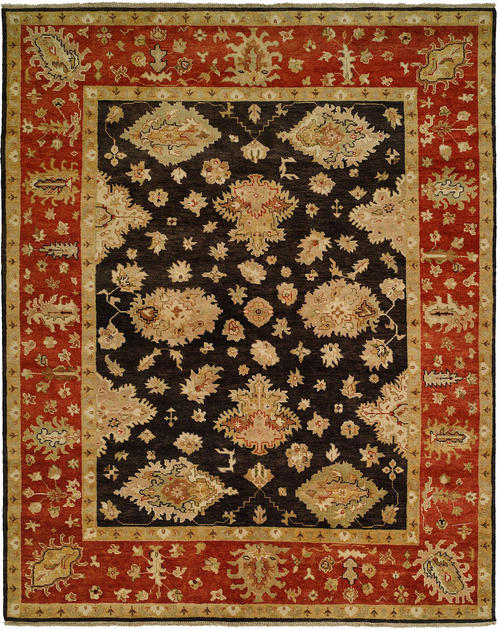 Kalaty Ismir IS-754 Black/Rust Area Rug