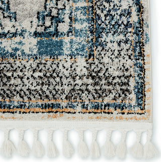 Jaipur Living Bahia Samsun BAH04 Blue/Light Orange Area Rug by Vibe - Corner Close Up