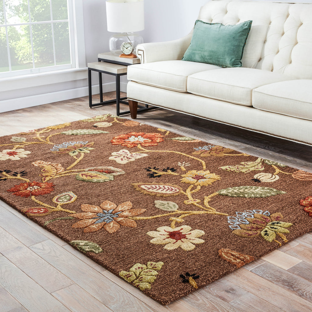 Jaipur Living Blue Garden Party BL45 Brown Area Rug Lifestyle Image Feature