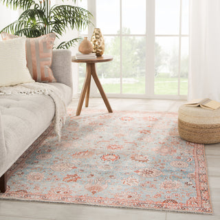 Jaipur Living Boheme Poppy BOH14 Light Blue/Orange Area Rug Lifestyle Image Feature