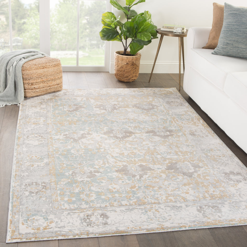 Jaipur Living Ceres Chyenne CER10 Gray/Blue Area Rug Lifestyle Image Feature