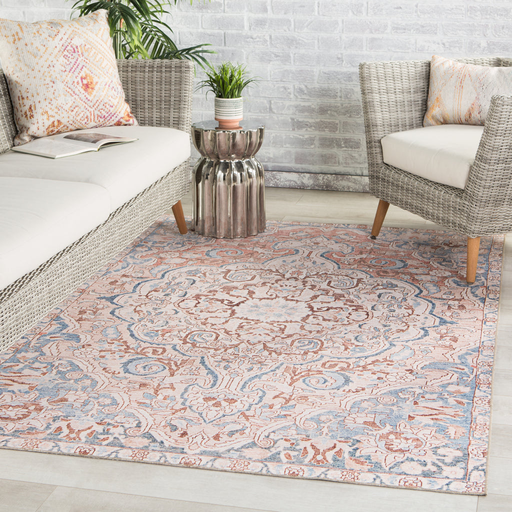 Jaipur Living Chateau Annette CHT04 Blue/Light Pink Area Rug Lifestyle Image Feature