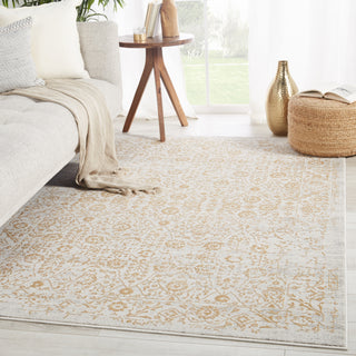 Jaipur Living Cirque Jasiel CIQ37 Gold/Light Gray Area Rug Lifestyle Image Feature