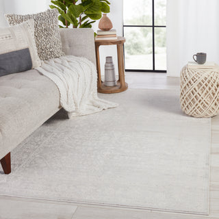 Jaipur Living Cirque Riella CIQ41 Light Gray/Cream Area Rug Lifestyle Image Feature