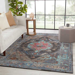 Jaipur Living Citrine Raisa CIT08 Gray/Aqua Area Rug Lifestyle Image Feature