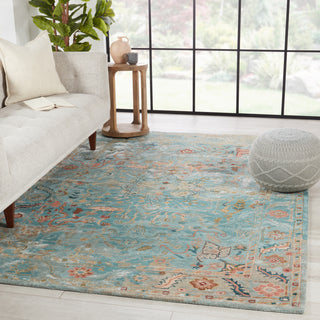 Jaipur Living Citrine Cristobol CIT13 Turquoise/Pink Area Rug Lifestyle Image Feature