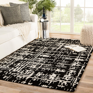 Jaipur Living Clayton Pals CLN16 Black/Cream Area Rug Lifestyle Image Feature