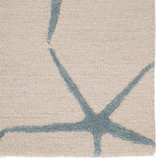 Jaipur Living Coastal Resort Starfishing COR24 White/Blue Area Rug Corner Close Up Image