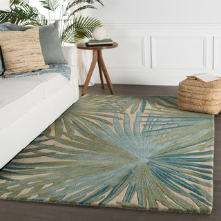 Jaipur Living Coastal Seaside Palmetto COS33 Blue/Green Area Rug Lifestyle Image Feature