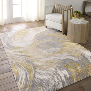 Jaipur Living Catalyst Zione CTY19 Gold/Gray Area Rug Lifestyle Image Feature