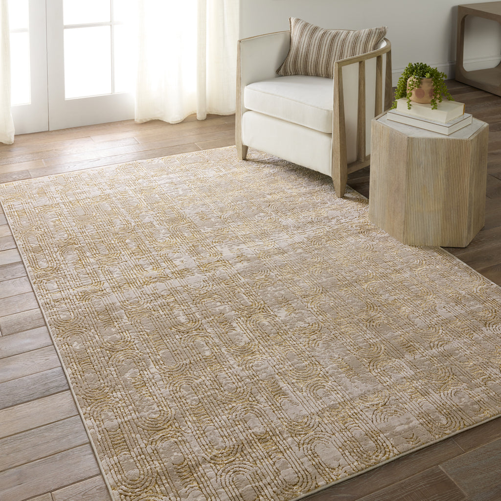 Jaipur Living Catalyst Gimeas CTY27 Gold/Taupe Area Rug Lifestyle Image Feature