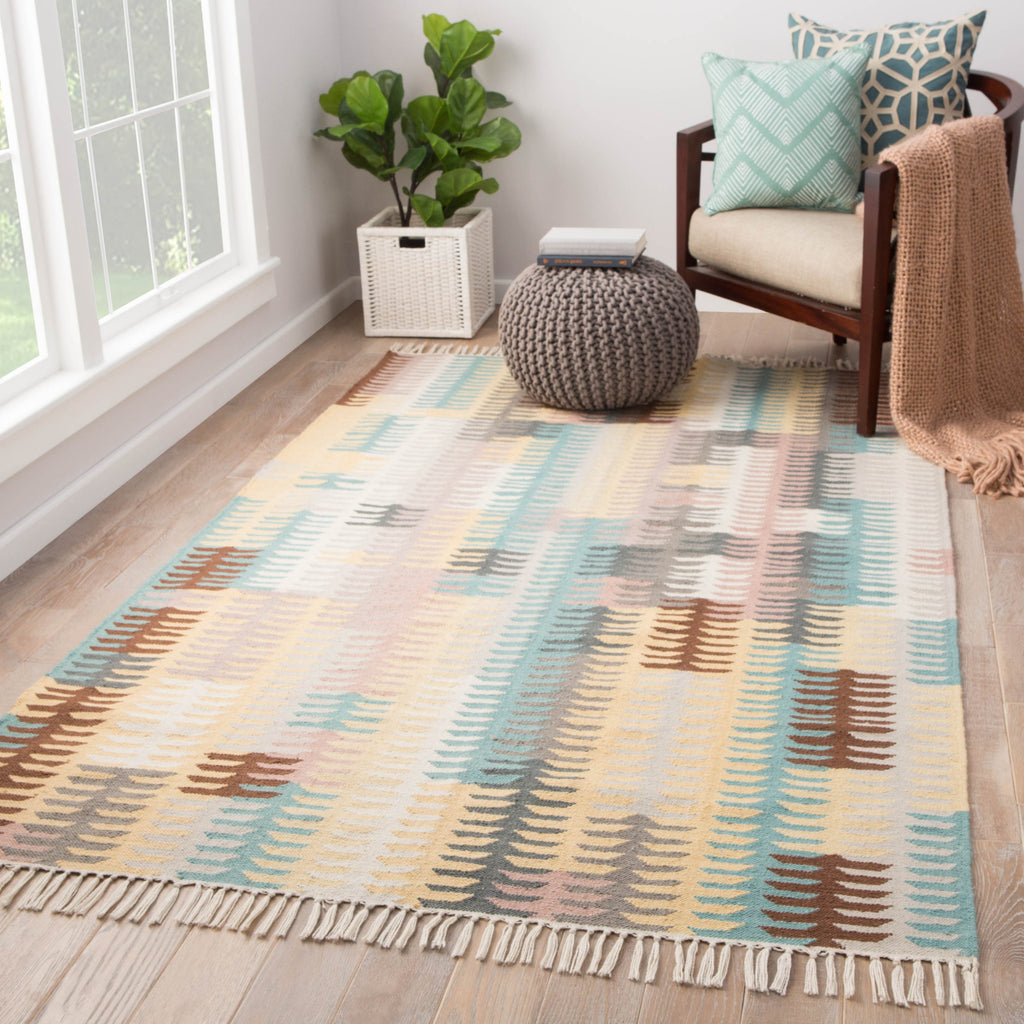 Jaipur Living Desert Carver DES20 Turquoise/Yellow Area Rug Lifestyle Image Feature