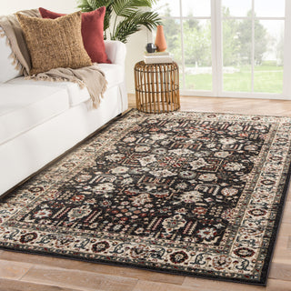 Jaipur Living Elysian Sylva ELY01 Dark Gray/Red Area Rug Lifestyle Image Feature