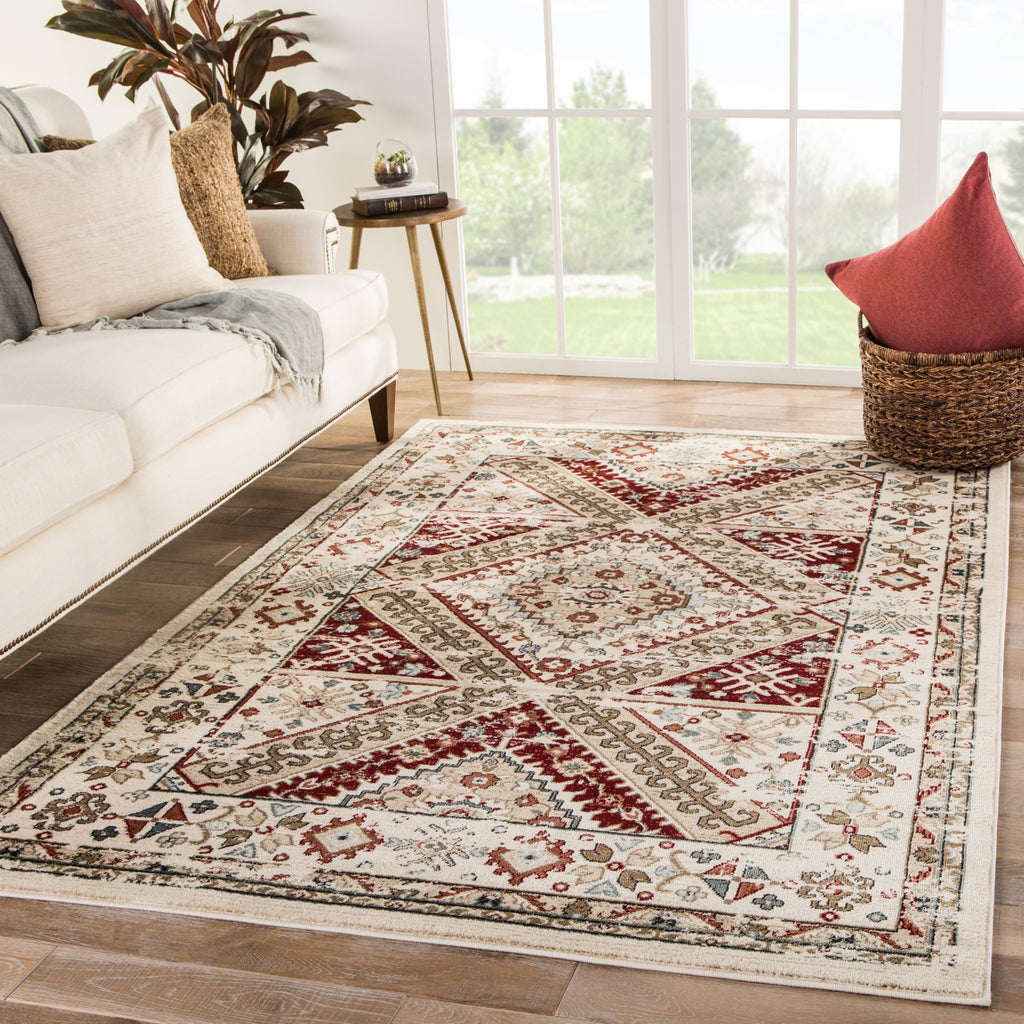 Jaipur Living Elysian Gadot ELY02 Ivory/Red Area Rug Lifestyle Image Feature