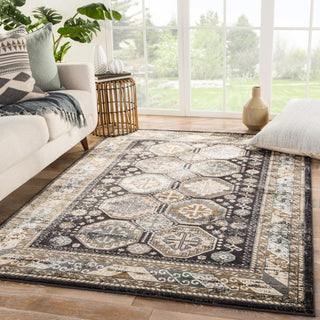 Jaipur Living Elysian Rayhan ELY07 Dark Gray/Tan Area Rug Lifestyle Image Feature