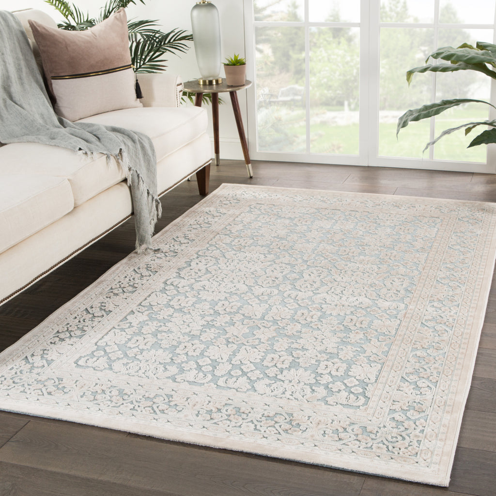 Jaipur Living Fables Regal FB182 Teal/Ivory Area Rug Lifestyle Image Feature
