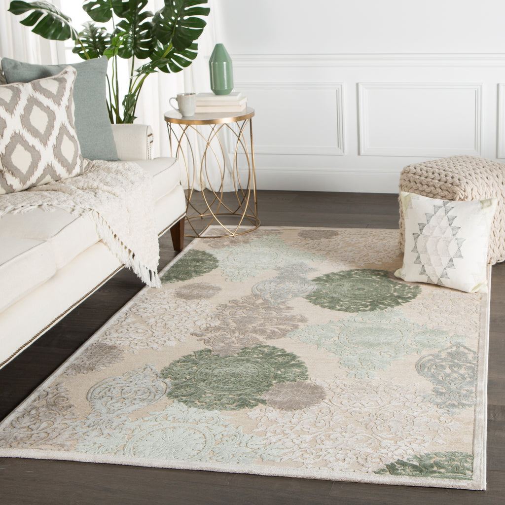 Jaipur Living Fables Wistful FB19 Beige/Green Area Rug Lifestyle Image Feature