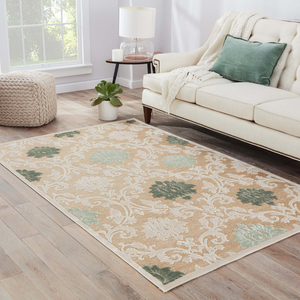 Jaipur Living Fables Glamourous FB88 Beige/Green Area Rug Lifestyle Image Feature
