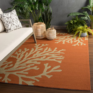 Jaipur Living Grant I-O Bough Out GD01 Orange/Taupe Area Rug Lifestyle Image Feature