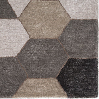 Jaipur Living Genesis Combs GES03 Light Gray/Orange Area Rug Corner Close Up Image