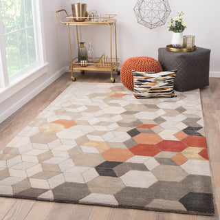 Jaipur Living Genesis Combs GES03 Light Gray/Orange Area Rug Lifestyle Image Feature