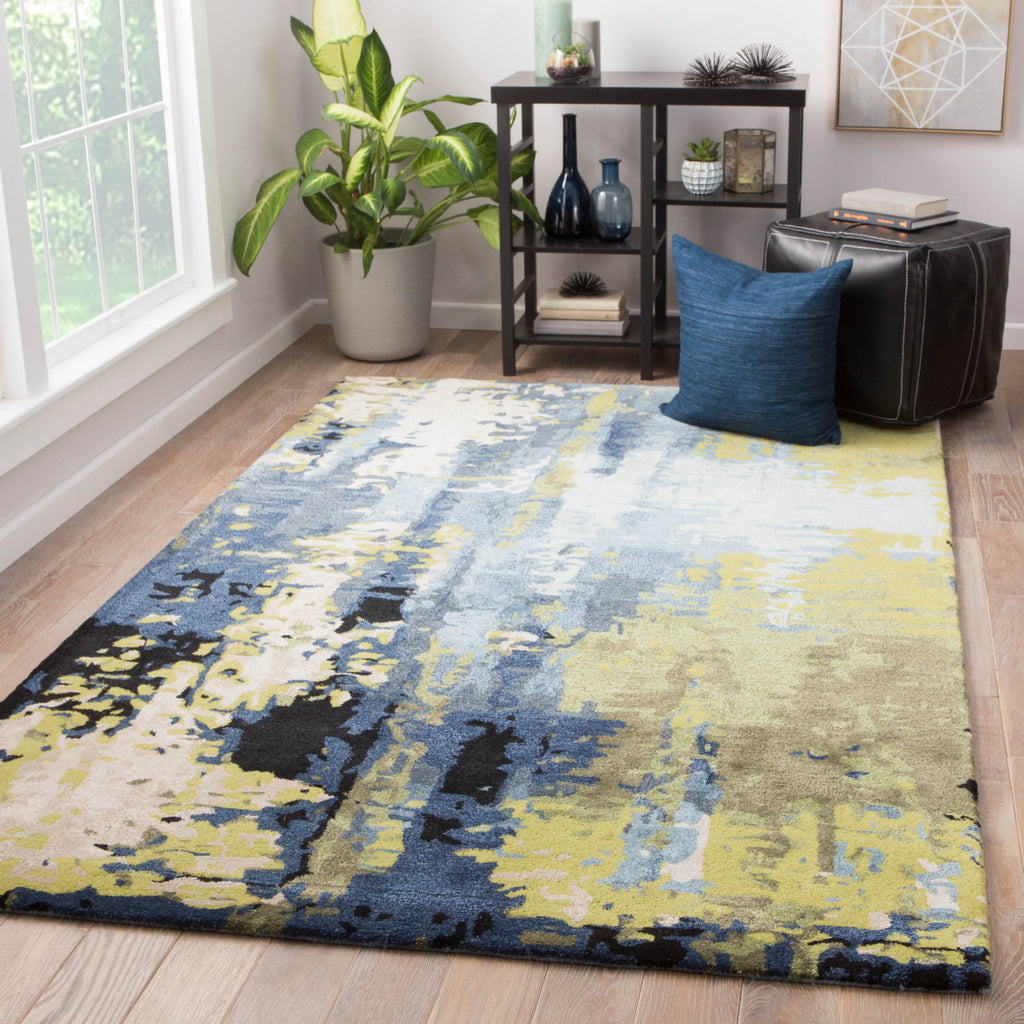 Jaipur Living Genesis Matcha GES10 Blue/Green Area Rug Lifestyle Image Feature
