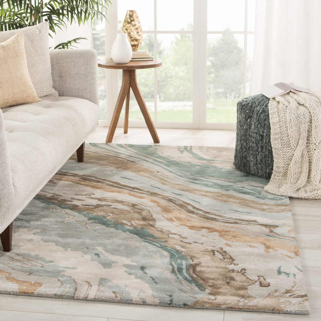 Jaipur Living Genesis Conley GES37 Teal/Light Gray Area Rug Lifestyle Image Feature