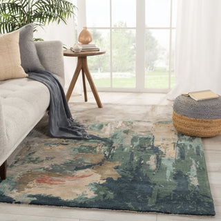 Jaipur Living Genesis Luella GES46 Teal/Gray Area Rug Lifestyle Image Feature