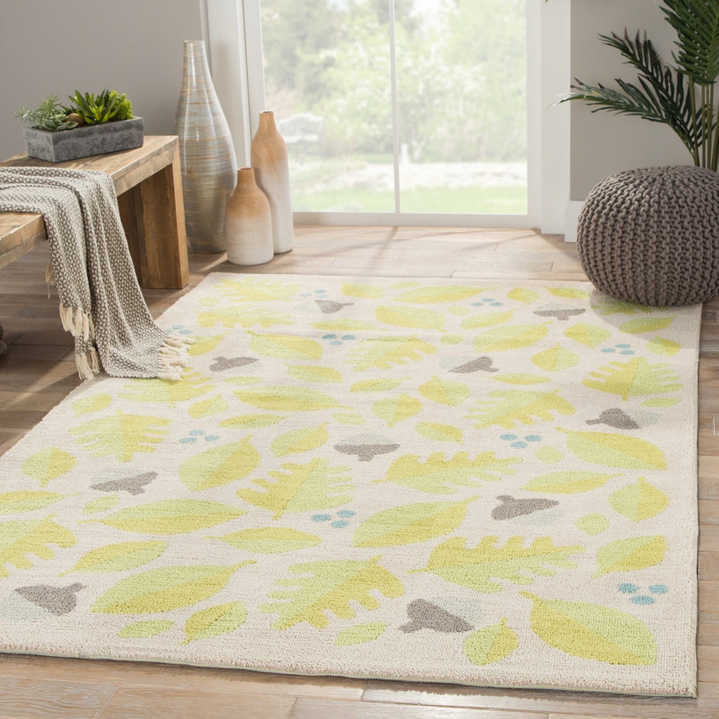 Jaipur Living Iconic Foliage IBP02 White/Green Area Rug by Petit Collage Lifestyle Image Feature