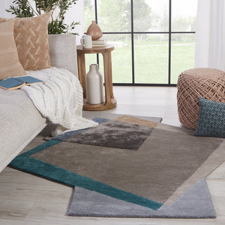 Jaipur Living Iconic Fayruz ICO05 Gray/Teal Area Rug Lifestyle Image Feature