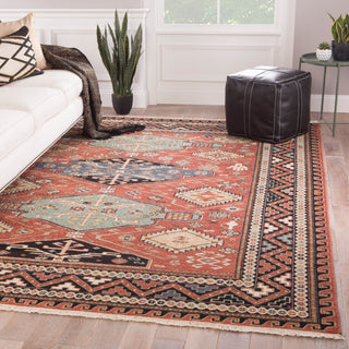 Jaipur Living Jaimak Granato JM37 Red/Blue Area Rug Lifestyle Image Feature