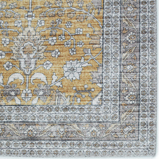 Jaipur Living Kalesi Calla KLS01 Gray/Gold Area Rug Corner Close Up Image