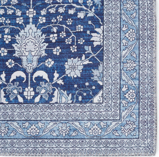 Jaipur Living Kalesi Calla KLS03 Blue/White Area Rug Corner Close Up Image