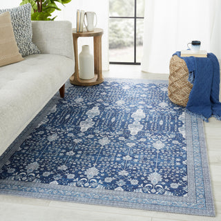 Jaipur Living Kalesi Calla KLS03 Blue/White Area Rug Lifestyle Image Feature