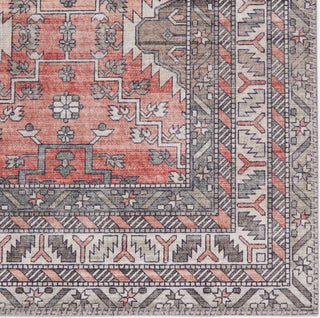 Jaipur Living Kalesi Novah KLS04 Red/Gray Area Rug Corner Close Up Image