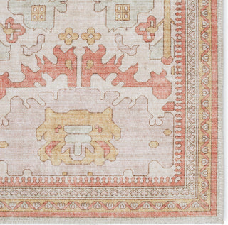 Jaipur Living Kalesi Rue KLS07 Orange/Cream Area Rug Corner Close Up