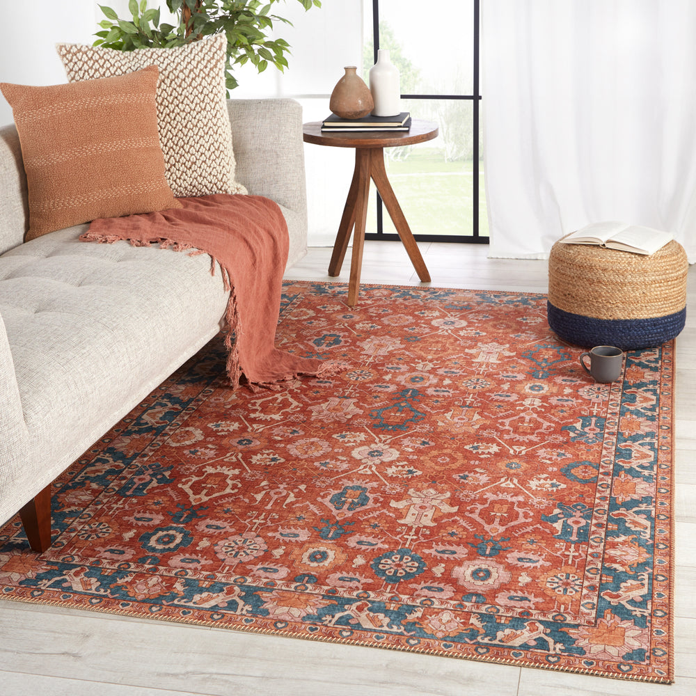 Jaipur Living Kalesi Betony KLS08 Orange/Blue Area Rug Lifestyle Image Feature