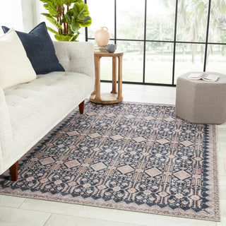 Jaipur Living Keyara By Dalia KNC07 Dark Blue/Tan Area Rug Nikki Chu Lifestyle Image Feature