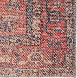 Jaipur Living Kindred Galina KND08 Red/Blue Area Rug Corner Close Up Image