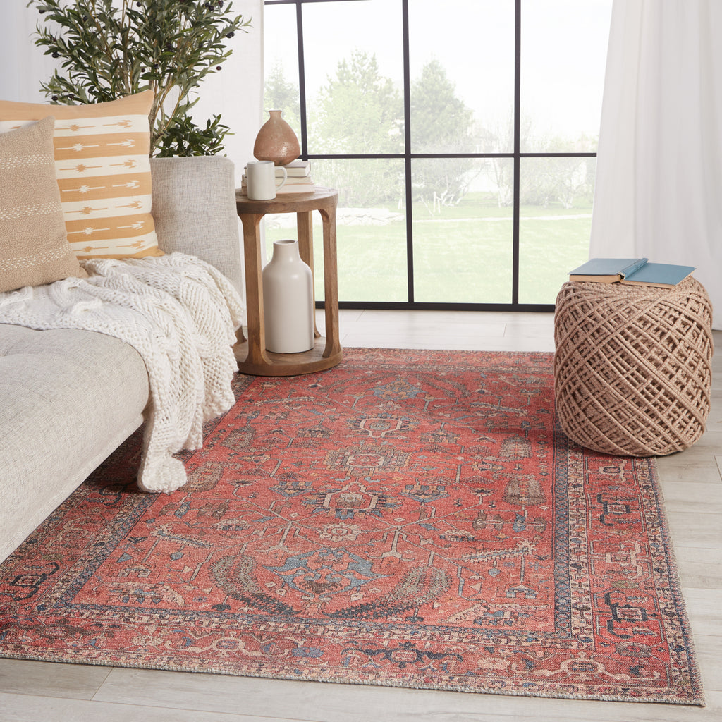Jaipur Living Kindred Galina KND08 Red/Blue Area Rug Lifestyle Image Feature