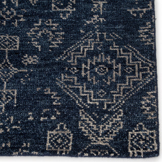 Jaipur Living Liberty Azuma LIB10 Dark Blue/Light Gray Area Rug Corner Close Up Image