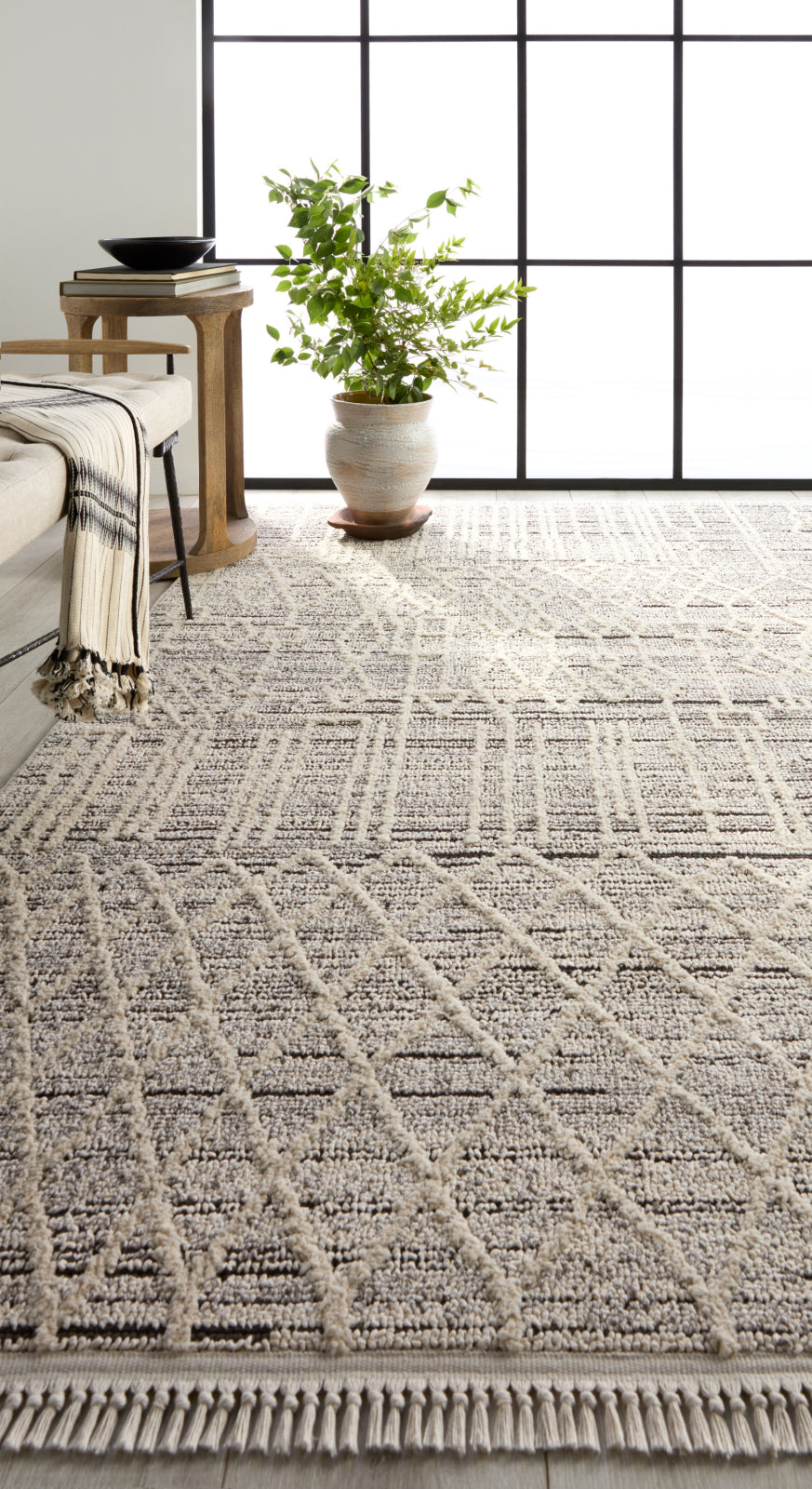 Jaipur Living Lore Caiya LRE02 Cream/Gray Area Rug Lifestyle Image Feature