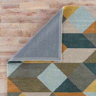 Jaipur Living En Casa Ojo LST16 Gold/Teal Area Rug by Luli Sanchez Folded Backing Image