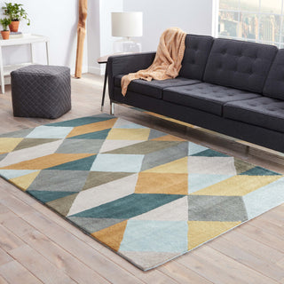 Jaipur Living En Casa Ojo LST16 Gold/Teal Area Rug by Luli Sanchez Lifestyle Image Feature