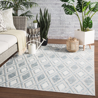 Jaipur Living Lumen Meira LUM02 Blue/White Area Rug Lifestyle Image Feature