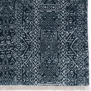 Jaipur Living Merritt Bram MER06 Dark Blue/Ivory Area Rug Corner Close Up Image