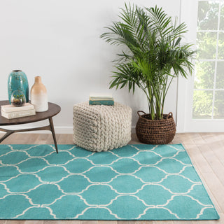 Jaipur Living Maroc Delphine MR82 Teal/White Area Rug Lifestyle Image Feature