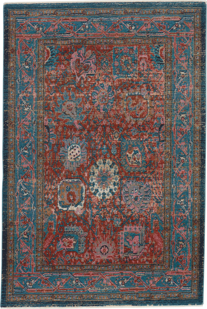 Jaipur Living Myriad Romilly MYD11 Rust/Teal Area Rug - Top Down