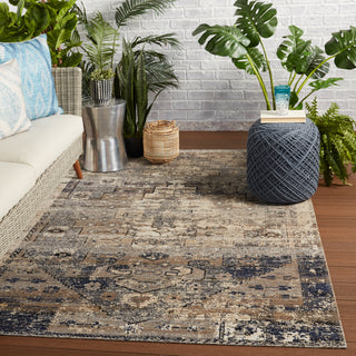 Jaipur Living Polaris Belfast POL25 Taupe/Dark Blue Area Rug Lifestyle Image Feature